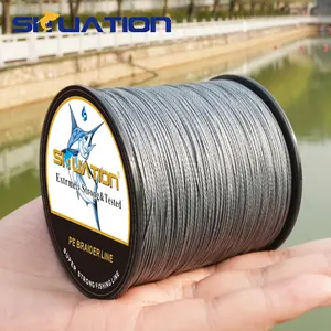 SIIUATIONA 300M/328YDS super strong fishing line, 4-strand multi thread PE wear-resistant braided line, 12 25 40 60 80 100 LB smooth long casting 100% Pe black braided fishing line, incredible super line zero stretch