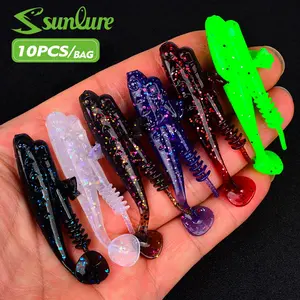 Sunlure 10pcs Life-Like Fishy T-Tail Soft Bait, Realistic 7.1cm/2.8inch Swimbait, Natural Action, Vibrant Colors, Catching Perch, Catfish, Rockfish
