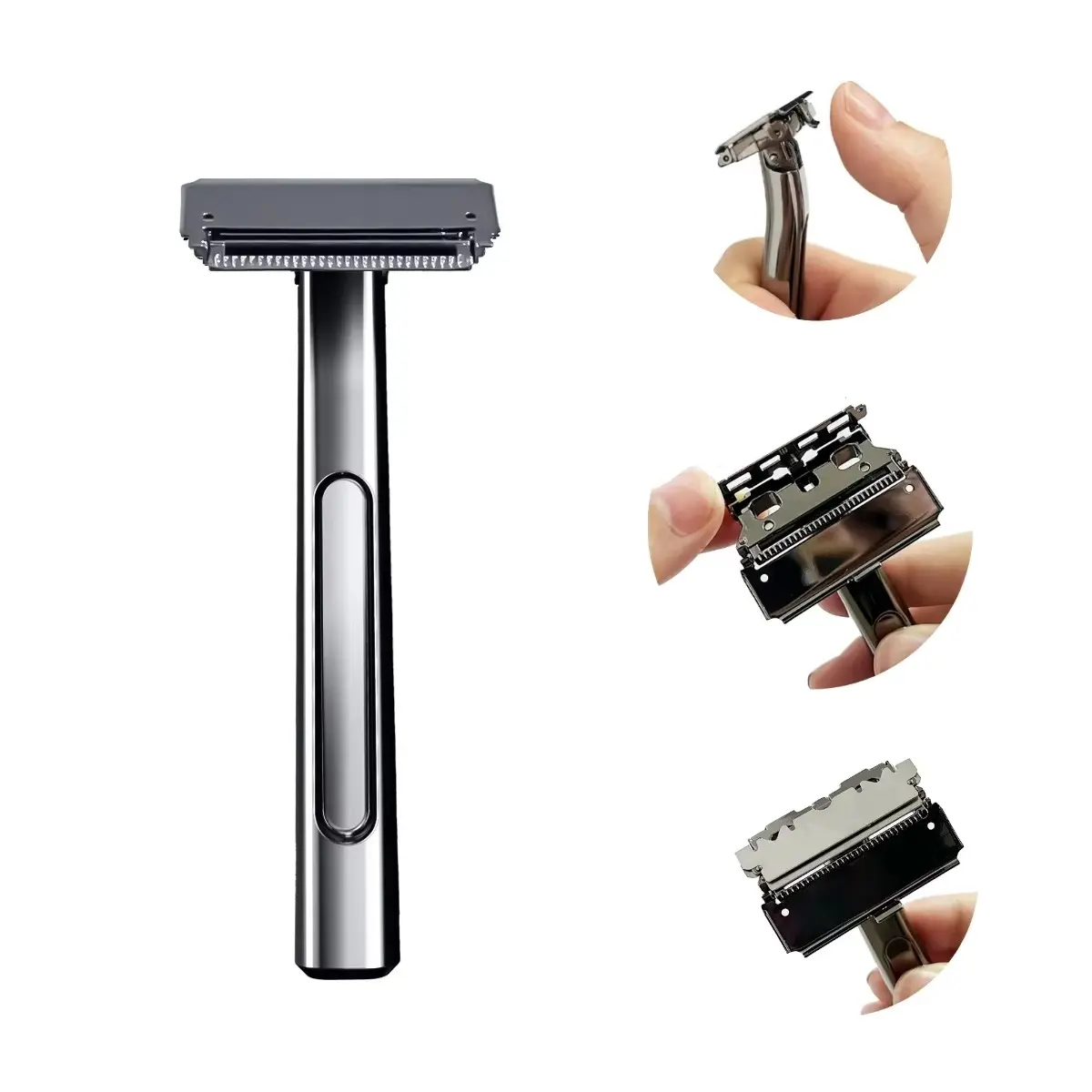 Men's Premium Double Layer Safety Razor - Reusable Metal Shaver with Handle, Double-Bladed Stainless Steel Blades, Honey-Coated Design for Daily Close, Safe Shaves, Double-Bladed Razors
