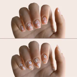 Tropical Bloom - Hibiscus Floral Neutral Toned Press-On Nails
