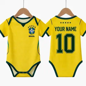 Personalized Brazil Baby Bodysuit, Custom Brazil Soccer Baby Onesie, Brazil Football Fan Gift, Baby Shower Gift 353
