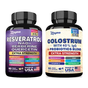 Zoyava Youthful Synergy Bundle: Resveratrol & Colostrum All in 1 Supplements - Made in USA