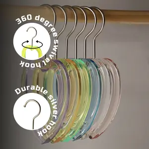 Acrylic Hook-Hangers Heart-Shaped Light Blue Color for Scarves and Belts with 360 Degree Silver Hook | Space saving | 5 Pack