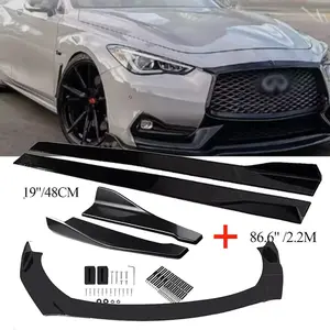 Front Bumper Lip Splitter 86.6"Side Skirts Rear Lip For Infiniti Q60 Q70 Q50