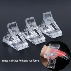 10pcs Acrylic Nail Clip Transparent Gel Quick Building Nail Tips Clips Fingernail Extension UV Clamps Manicuring Art Nail Art Design Builder Tools Set Nail Extension Kit
