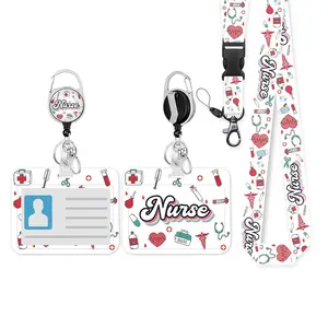 Nurse ID Badge Holder Set, Adjustable Lanyard & Card Case, Nurse Badge Reel, Versatile Nurse Accessories, Ideal for Nurses, Doctors, Teachers, Office Use
