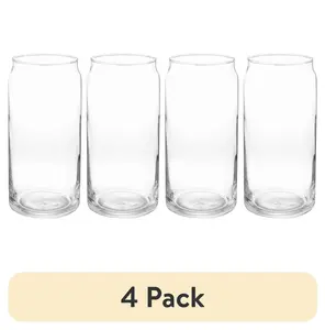 (4 Pack)  20Oz Clear Can Shaped Drinking Glass