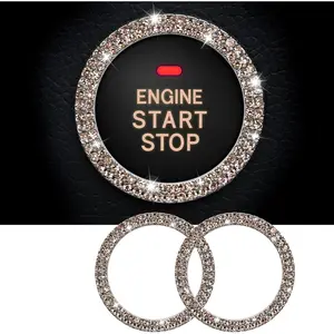 2 count Bling  Rhinestone  Engine Start Ring Stickers, Key  & Knob Ring Decoration, Push Start Button Bling  Stickers for Women