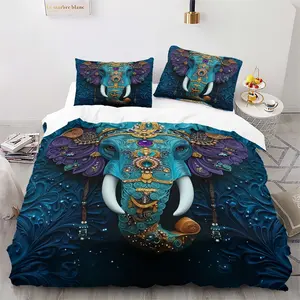 Elephant Print Bedding Set, Modern Bedding Set, Decorative Bedding Set, 2-3 Piece Seasonal Home Decor, High-Quality Fabric, Suitable for All Seasons, Ideal for Bedroom Use