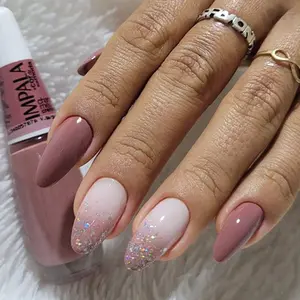 Mysterious Pink Gradient Glitter Press On Nails | CurvLife Nail | 24pcs Medium Oval Fake Nails | Glossy Finish with Enigmatic Pink Sparkle | Easy to Apply, Comfortable & Long-Lasting | Ideal for Daily Wear, Romantic Dinners, Art Shows & Dreamy Moments