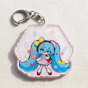 Hatsune Miku Sprinkles Shaker Acrylic Keychain – Kawaii Anime Candy Charm, Cute Vocaloid Keyring Gift for Fans