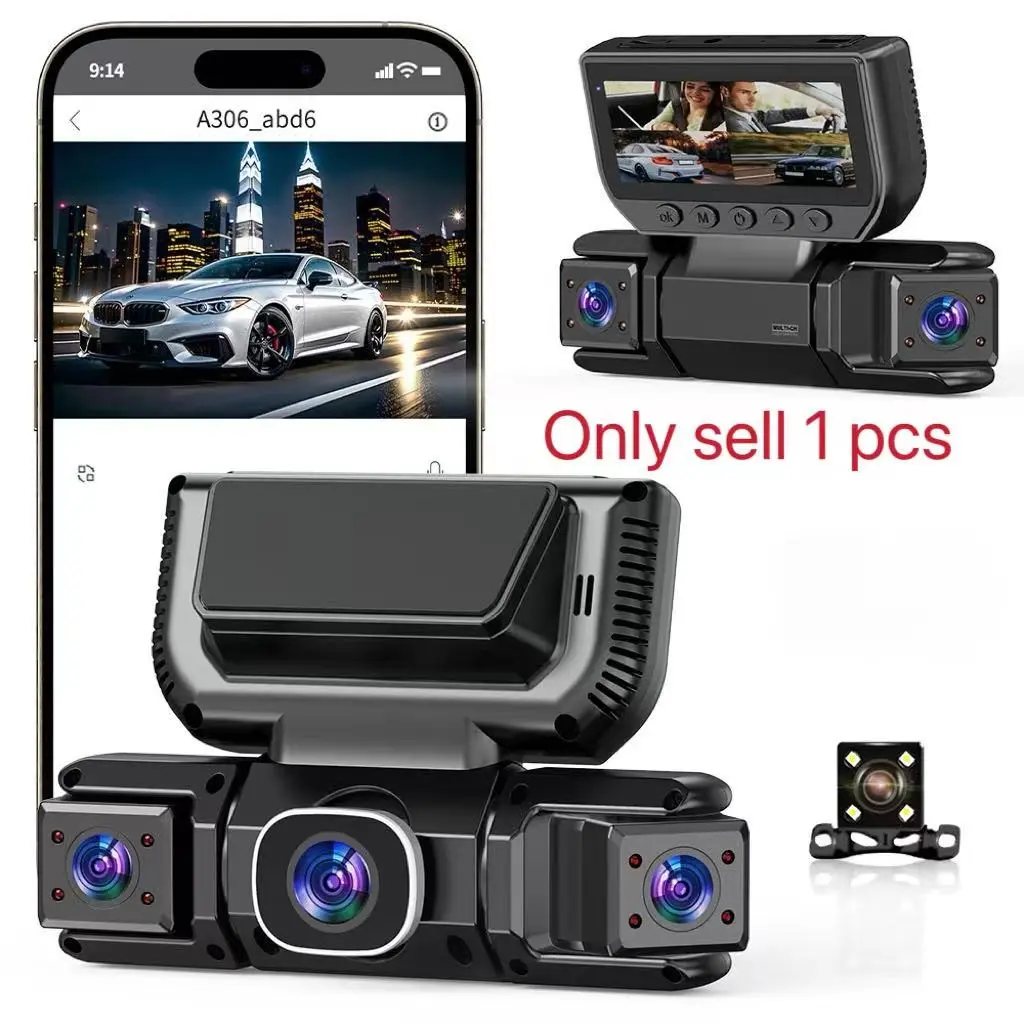 4-Channel Dash Cam with WiFi, Fhd Dual Cameras, Night Vision, Hdr, 64GB Storage, Front & Rear Cameras, Car Dvr Recorder, Dashcam For Cars