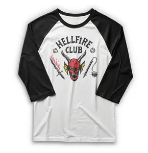 Stranger Things Men's Hellfire Club Demon Casual  Men's Graphic Tees, Menswear Long-Sleeve T-Shirt