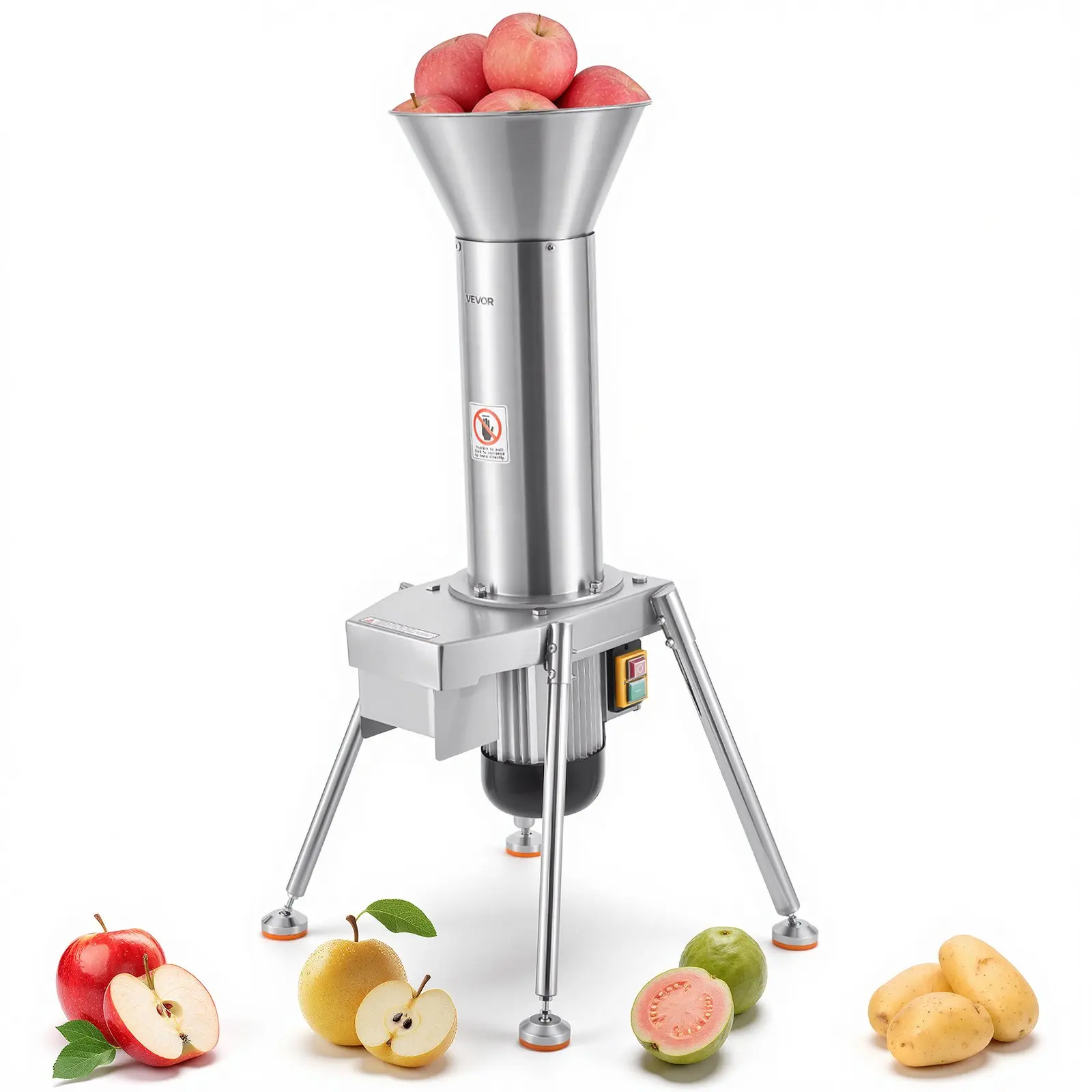 【Summerfinds】VEVOR 1100W Electric Fruit Apple Crusher, SUS304 Freestanding Crushing Machine, Grinds Whole Apples Up to 3.15" Dia, 164 KG/H Capacity, Cider Press for Apples, Pears, Pineapple, Guava, Carrot, Potato