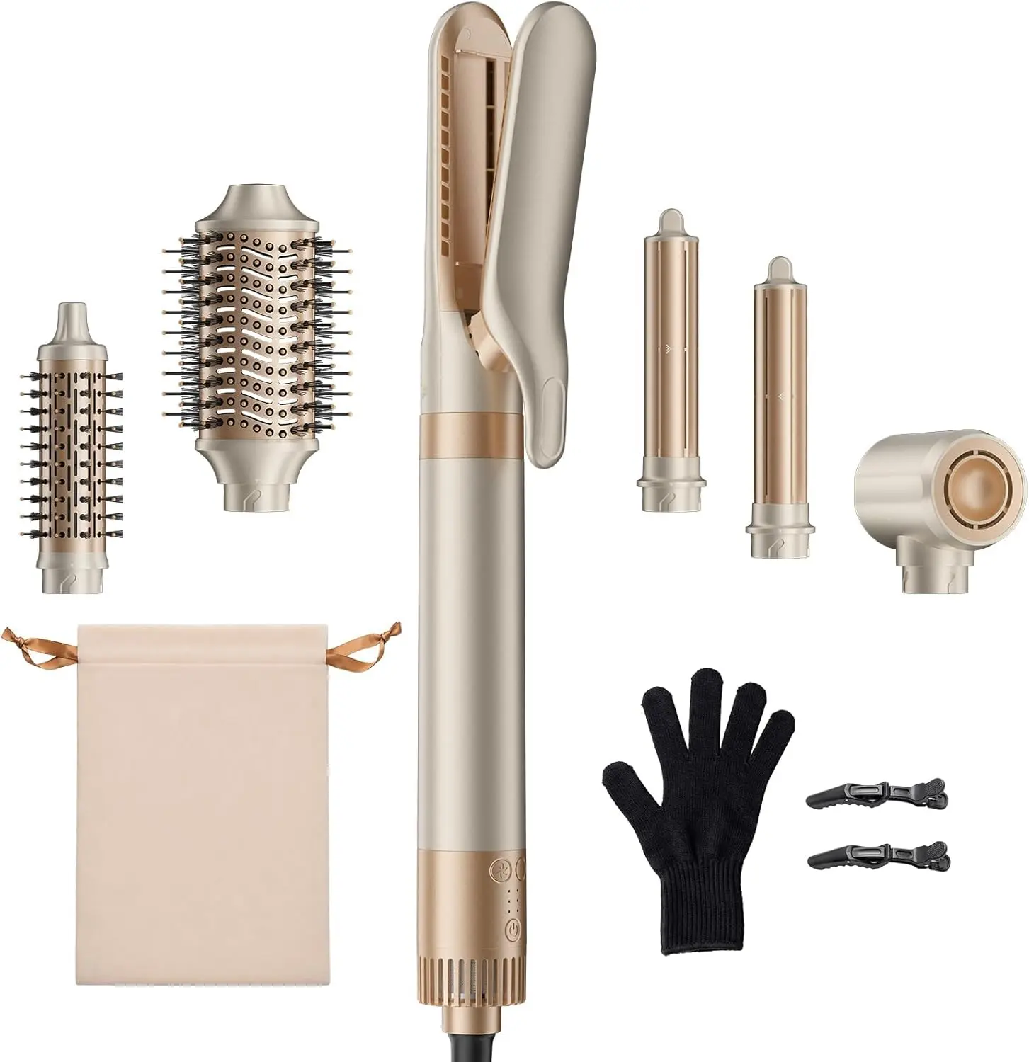 MESCOMB 6-in-1 Hot Air Styler Wrap - 1500W Hair Dryer, Curler, Straightener for Salon & Daily Frizz-Free Blowouts, Smoothing, Volumizing