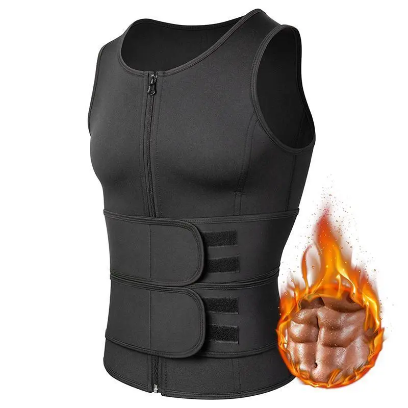 Men's Compression Sauna Sports Vest, Double-Belt Tummy Control Workout Enhancer, Sweat Tank Top Shapewear for Gym Fitness, Sports Clothing, Compression Sauna Men's Sports Vest