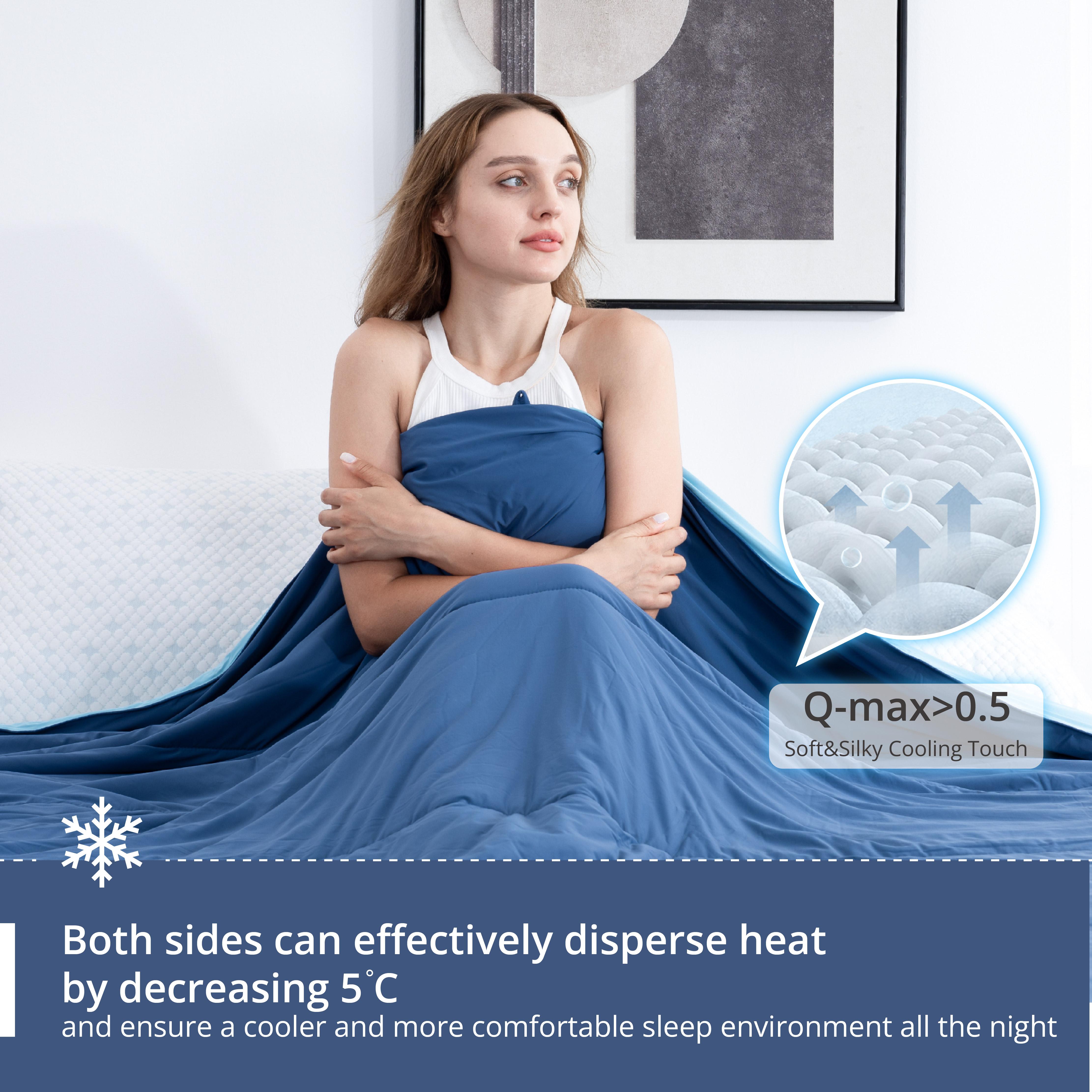Dual-sided Comforter for Hot Sleepers, All-Season Lightweight Ice Blanket to Quickly Cool Down While Stay Warm All Night，Heat Dispense Quilt Duvet