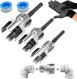 2026 New Pipe Tapping and Threading Tool, Premium Carbon Steel Dual-Function Internal & External Pipe Threader for 1/2", 3/4", 1" Sizes PVC Pipes Suit for All Electric Drills (1/2"+3/4"+1")