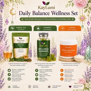 Wellness Support Trio Dietary Herbal Supplements - Natural Herbal Blend for Daily Routine, Digestive Health, Including Herb Tea, Gummies, Cream, Capsules