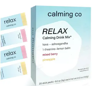 Relax Calming Drink Mix with Noble Kava, Ashwagandha, L-Theanine & Lemon Balm – Stress Relief, Mood Balance & Sleep Support – 20 Travel Packets methylated  b  complex ashwagandha men magnesium complex magnesium Healthcare Natural