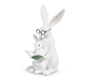 RC Home Decor-11" Easter Bunny w/Baby Reading Book