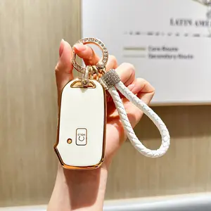 for Kia Key Fob Cover, TPU Key Shell with Leather Keychain for Kia Sportage K5 Forte Seltos Sorento Soul Telluride