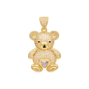 Zircon & Gold Teddy Bear Charm