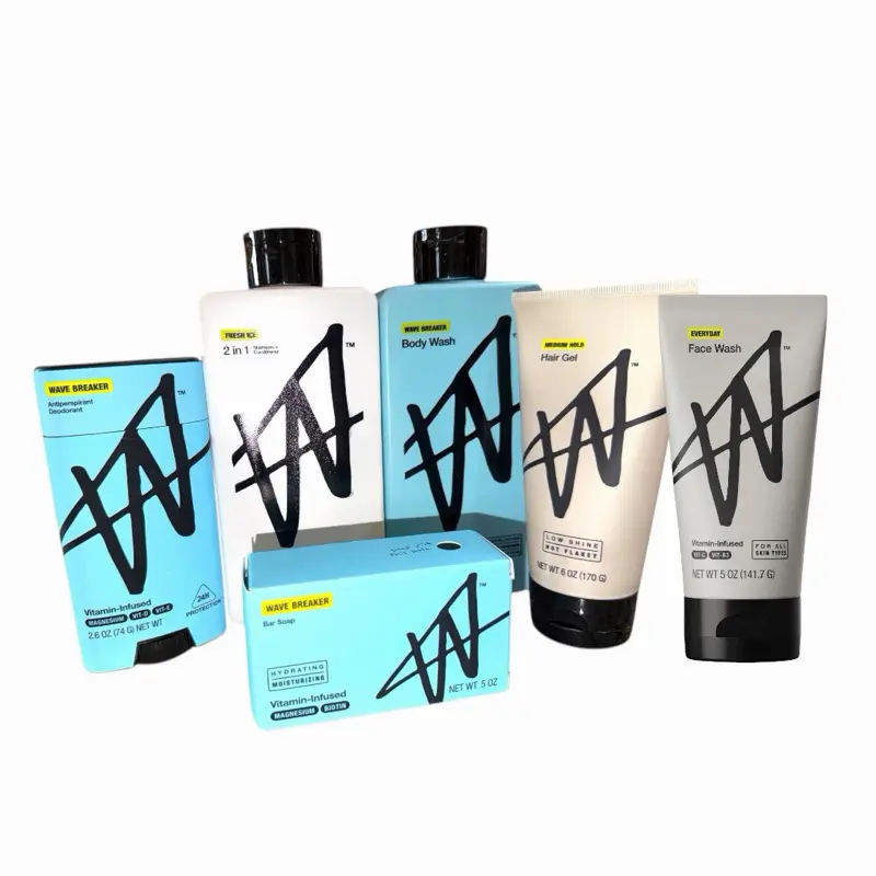 6-Pc Vitamin Infused body Care set! Shampoo+Conditioner in One 16.0 Fl oz, Body Wash 16.0 Fl oz, Hair gel 6oz, 24hr Deodorant 2.6oz,Body bar 5 oz, 5.0 oz Everyday face wash with vitamin C +B3, hydrating personal care