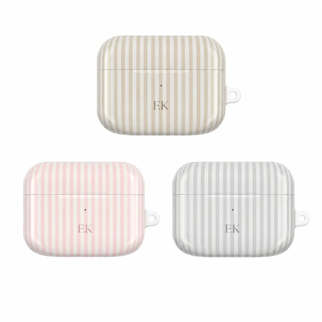 Custom Monogram AirPods Case - Personalized Striped Name Initials Cute Protective Cover for AirPods Pro 2 1 3 4