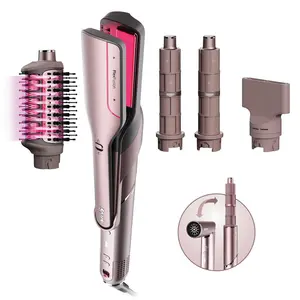 Shark FlexFusion Air Straightener & Hair Dryer, Fusion Ceramic Brush Styler, with Auto-Wrap Curlers & Concentrator - HD641S