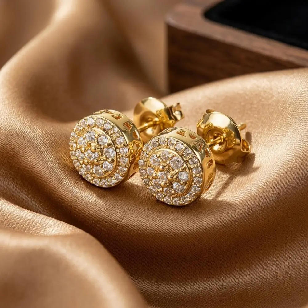 【2026 TREND ALERT】Hip Hop Oversized 12mm Full Pavé  Earrings | Micro Pave AAA Zircon | Luxury Geometric  | Unisex Jewelry for Men & Women