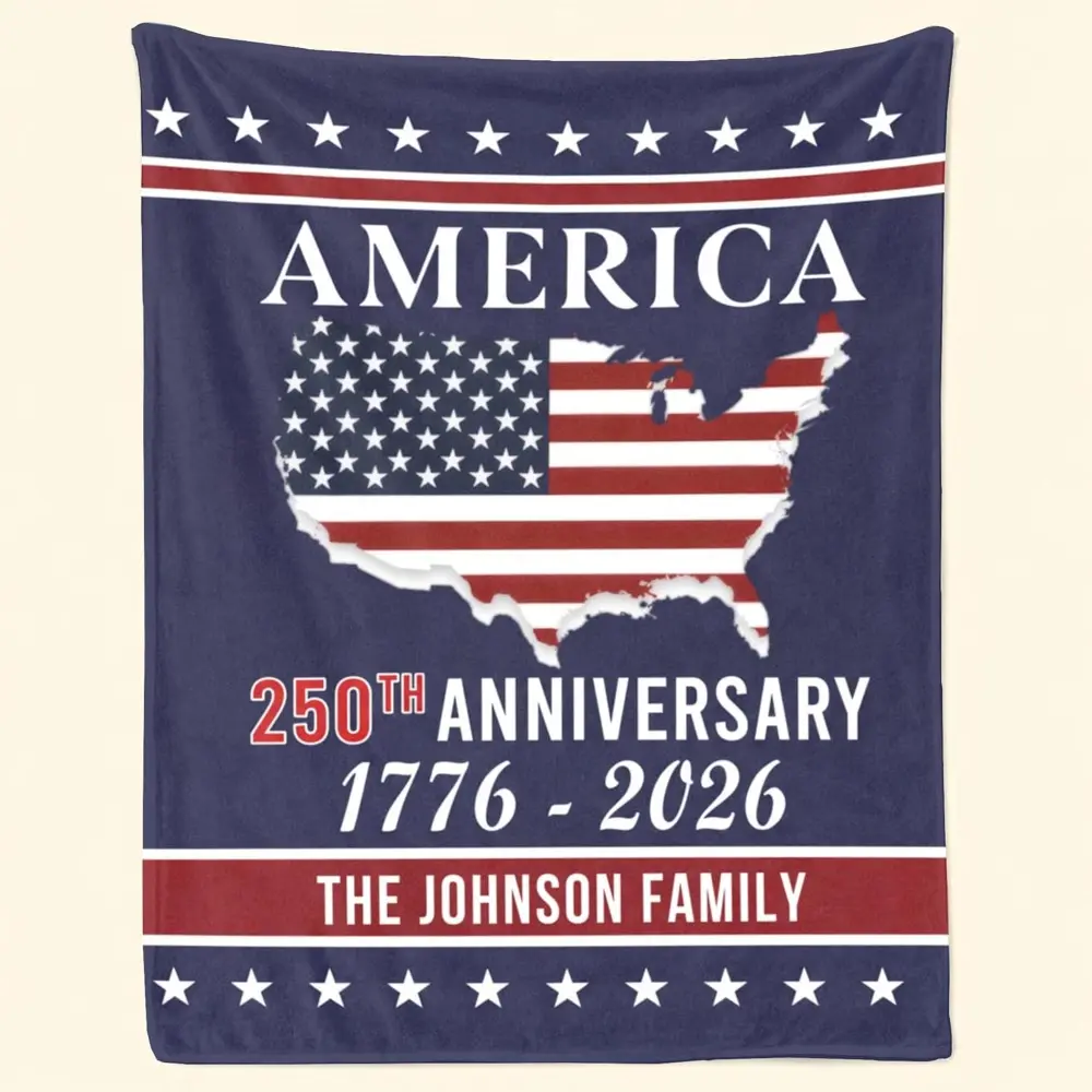 Pilling-Free Soft Durable Fleece Flannel Blanket - 1776 "We The People" America 250th Anniversary Milestone Themed, Custom Family Name & Year, Independence Day Gift for Friends, All Seasons Machine Washable Home Decor Tapestry Bedspread