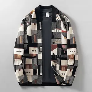 Men's Irregular Color-Matching Knit Cardigan, Long-Sleeve Full-Sleeve Mens Fashion Clothes, Warm Knitwear Outerwear