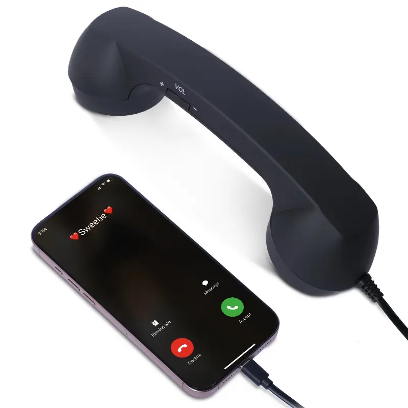 Retro Open-Back Wired Single-Ear Headphone - Type-C Wired Microphone, Volume & Call Control, Retractable Audio, USB Power, Soft Silicone, Plastic, Not Water Resistant, Cell Phone Compatible Gift for Loved Ones