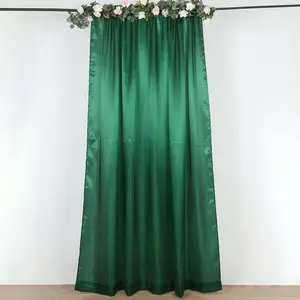 8ftx10ft Hunter Emerald Green Satin Event Curtain Drapes, Backdrop Event Panel