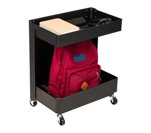 Mind Reader 2-Tier Under Desk Rolling Cart, Black