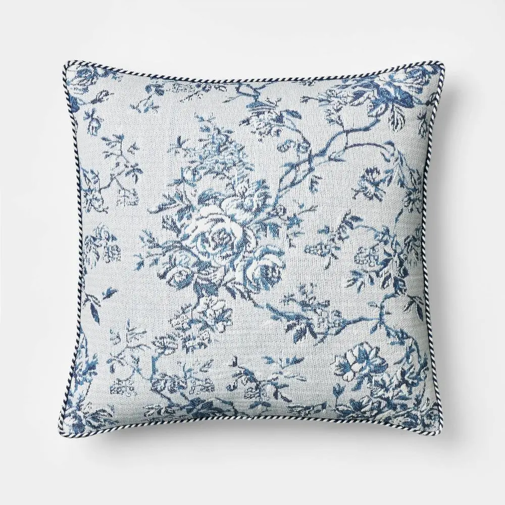 Square Floral Jacquard Pillow - Threshold designed with Studio McGee Square Floral Jacquard Pillow - Threshold designed with Studio McGee