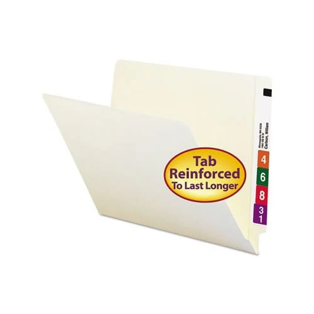 Smead SMD24109 End Tab File Folder for Shelf Filing, Shelf-Master Reinforced Tabs, Medical Use, Recycled Paper (10% Post-Consumer Material), 9-in High Front Panel, 100 Per Box