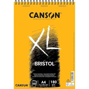 XL Bristol 180gsm A4 Paper, Very Smooth, Spiral Pad Short Side, 50 Extra White Sheets, Ideal for Professional Artists & Illustrators