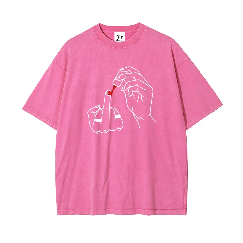 Fingers Nail Polish T-Shirt Girls Attitude S~5XL Oversize Unisex Washed T-Shirt for Women and Men's Unisex Fit Batik Cotton Oversize Streetwear Menswear  Super Soft Pre-Shrunk