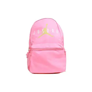 Women's Jordan Logo Polyester Fiber Backpack, Female Dual-Purpose Functional Bag with Padded Straps (Pink)