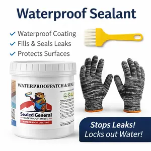 Transparent Waterproof Coating with Brush and Gloves Invisible Waterproof Sealant Clear Leak Repair Coating for Roof Wall Garden Kitchen Indoor Outdoor