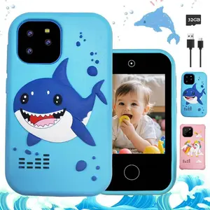 Children's Smart Toy Phone, Shark Theme for Boys Ages 3-12, with Dual Camera & 2.8-Inch Touchscreen, Features ABC Learning and Habit Builder, Includes 32GB Card, Perfect as a Christmas Birthday Gift for Kids