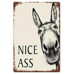 1pc Funny Donkey "Cheese Heads" Bathroom Art Sign (8x12inch-20x30cm)- Farmhouse Vintage Metal Tin Wall Decor for Home, Restaurant, Bar - Retro Hilarious Donkey Lover Gift, Trending Viral Must-Have Sassy Bathroom Humor Aesthetic Country Kitchen Decor