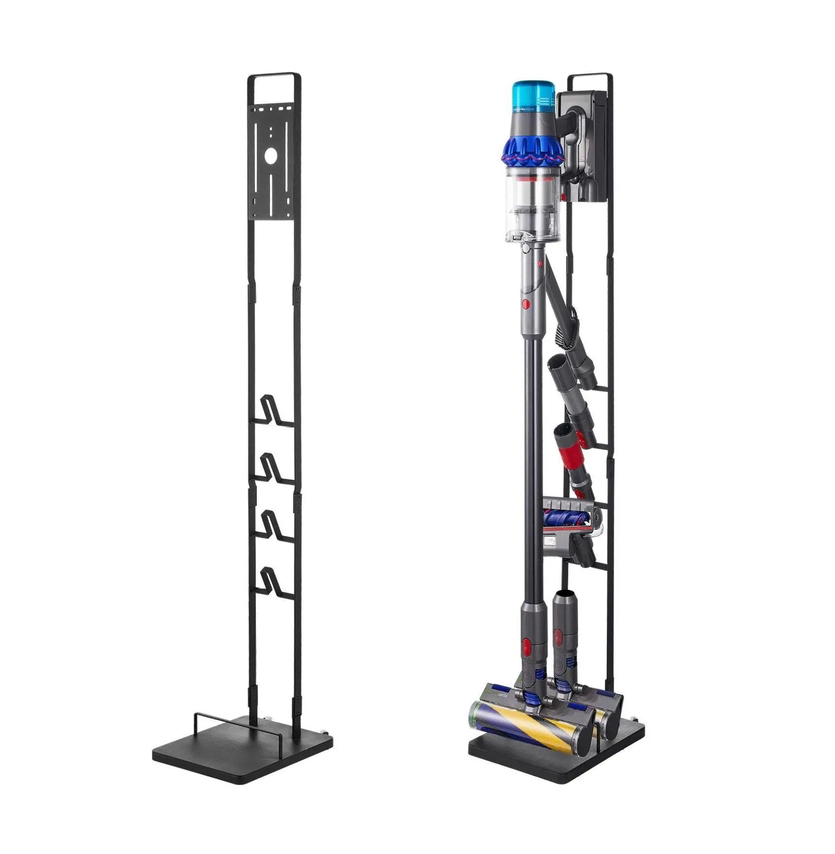 Dyson Vacuum Stand - V6 V7 V8 V10 V11 V15 Compatible - Stable Holder with Wheels - for DC30-DC74 Cordless Vacuums & Accessories 4 Hooks Vertical Frame with Casters