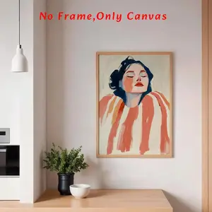 Abstract Woman Pattern Unframed Painting, Canvas Wall Art, Modern Wall Poster for Home Living Room Bedroom Decor, Ornaments