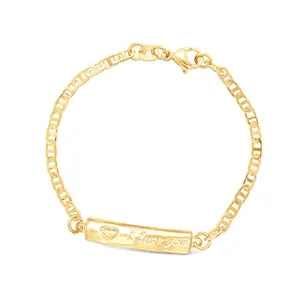 I LOVE YOU plate Baby Bracelet with mariner link 14k gold filled
