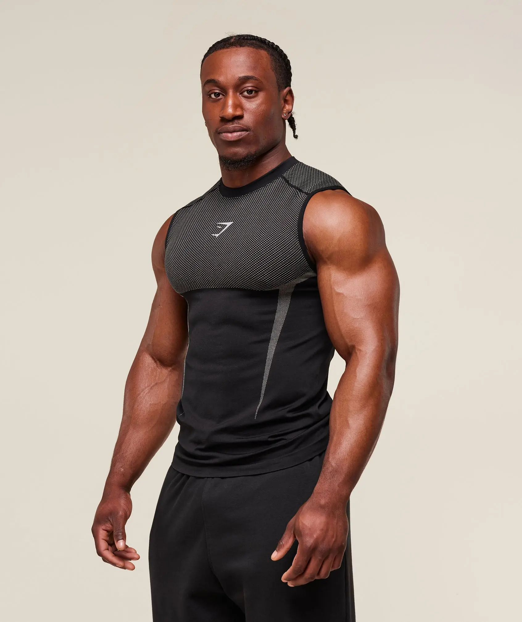 (CLEARANCE) Men's Onyx Seamless Workout Tank Top, Athletic Gym Activewear, Seamless Workout Gym Shirt