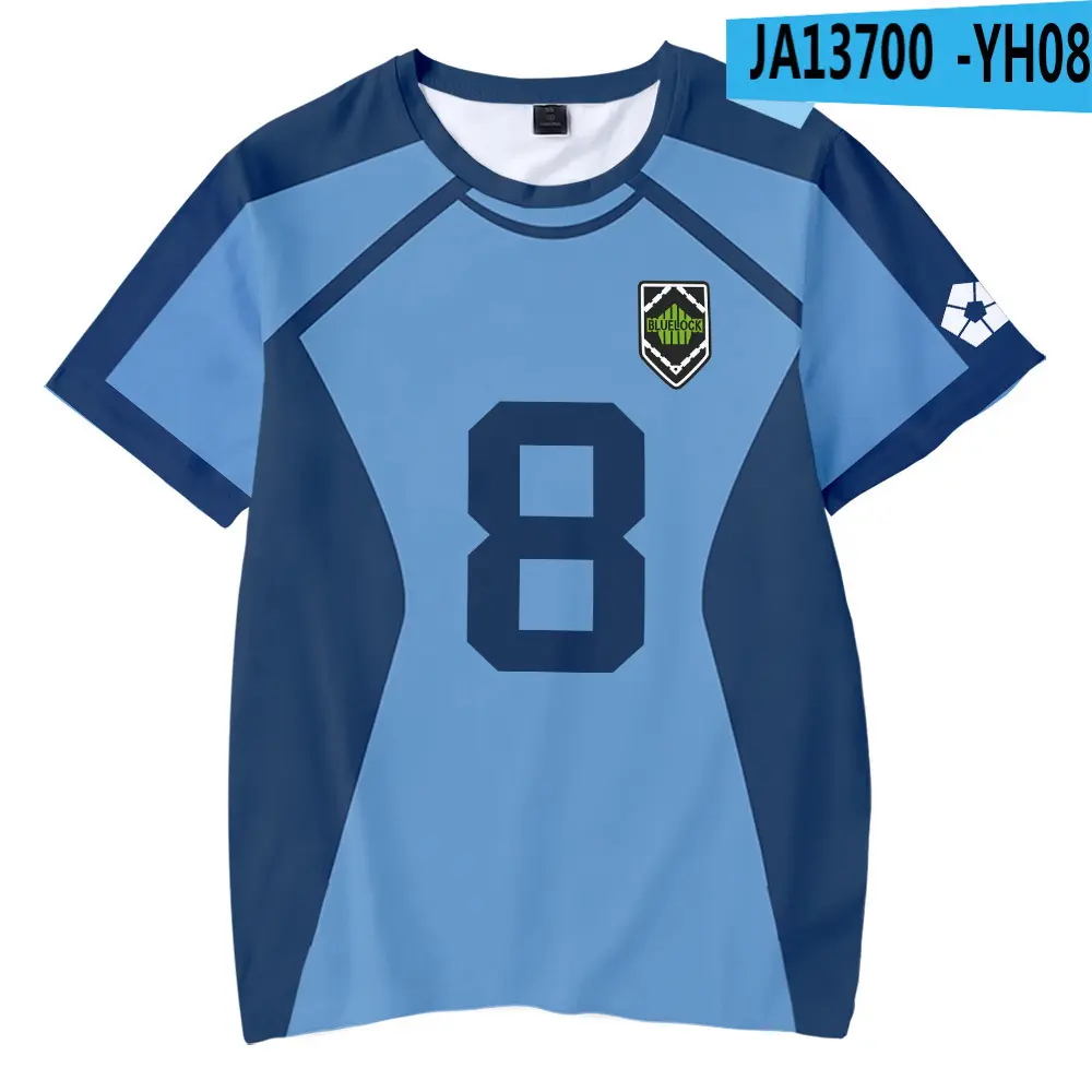 Blue Lock Anime Soccer Jersey Short Sleeve T Shirt Men Cosplay Costume Number Graphic Quick Dry Sports Tee