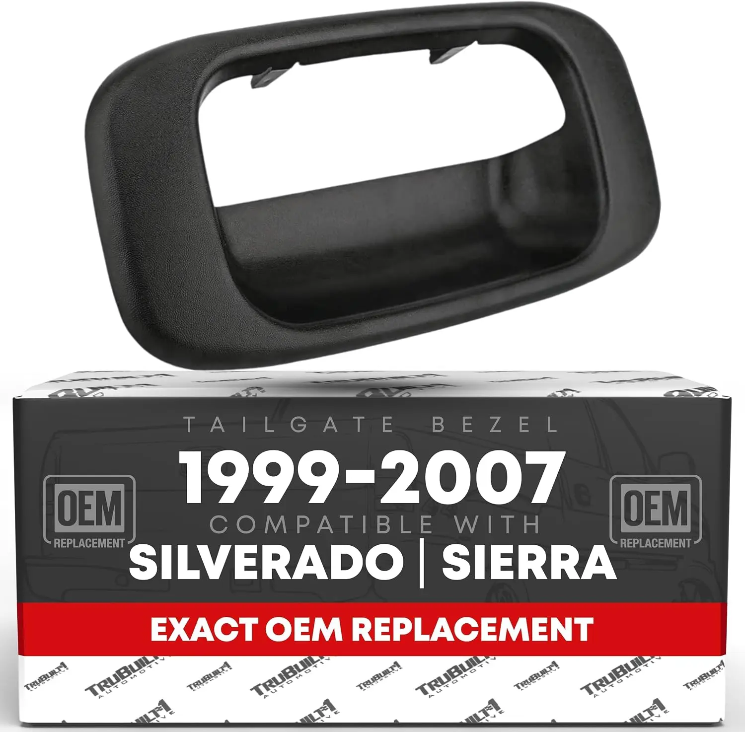 Tailgate Handle Bezel Trim - Compatible with 1999-2007 Chevrolet Silverado & GMC Sierra 1500, 2500 | 2001-2007 for the 3500 - Black - OEM 15228539